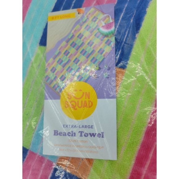 XL Colorful Geo Print Beach Towel - Sun Squad NWT - Picture 4 of 4